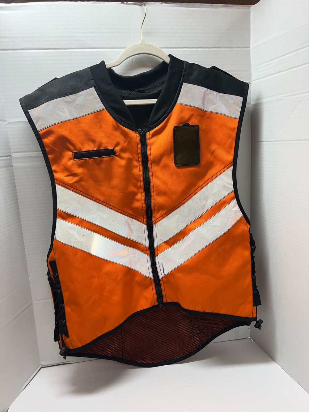 Nitro Racing Moto High-Visibility Orange Safety Vest with Reflective Stripes